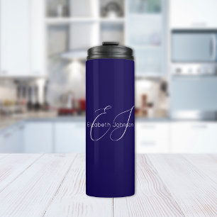 Garrafa Térmica nome clássico azul e branco personalizado