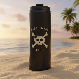 Garrafa Térmica Nome da Bandeira Pirata Tumbler Térmico Preto