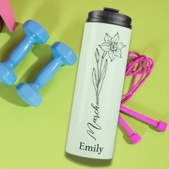 Garrafa Térmica Nome da Bridesmaid Daffodil Marcha Marcha Flower M (Bridesmaid Name Daffodil March Birth Month Flower Thermal Tumbler)