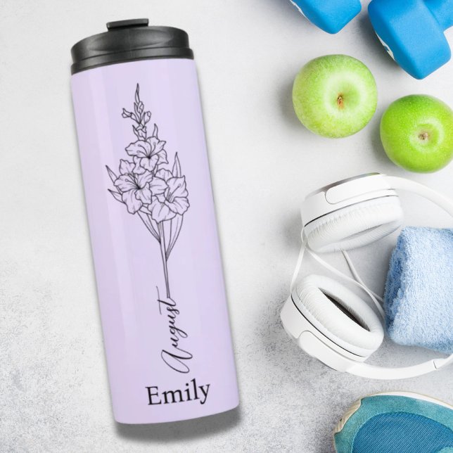 Garrafa Térmica Nome da Bridesmaid Gladiolus August Birds Gift (Bridesmaid Name Gladiolus August Birth Flower Gift Thermal Tumbler)