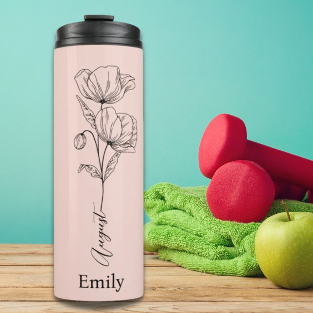 Garrafa Térmica Nome da Bridesmaid Poppy August Nascimento Flor Pr (Bridesmaid Name Poppy August Birth Flower Gift Thermal Tumbler)