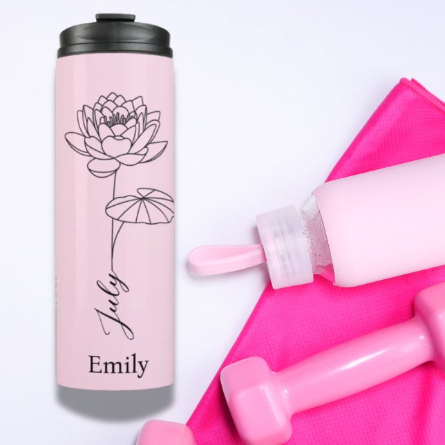Garrafa Térmica Nome da Bridesmaid Water Lily Julho Birmanês Flowe (Bridesmaid Name Water Lily July Birth Flower Thermal Tumbler)