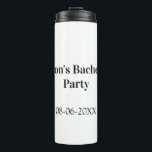 Garrafa Térmica Nome da despedida de solteiro data simples minimal<br><div class="desc">desenho</div>