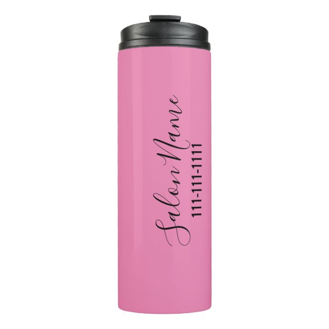 Garrafa Térmica Nome da empresa: Scripts e Telefone Elegante Rosa  (Frente)