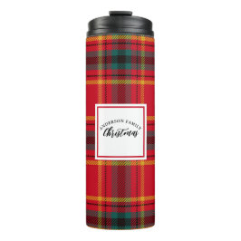 Garrafa Térmica Nome da Família de Xadrezes de Natal Tartan