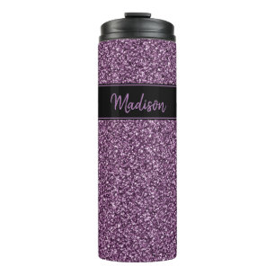 Garrafa Térmica Nome da Textura do Shimmer com Glitter Roxo