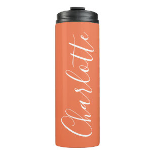 Garrafa Térmica Nome da Tipografia de Script Minimalista no Coral