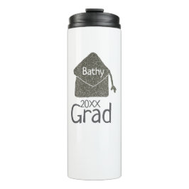 Garrafa Térmica Nome de adição de boné de formatura de prata reluz