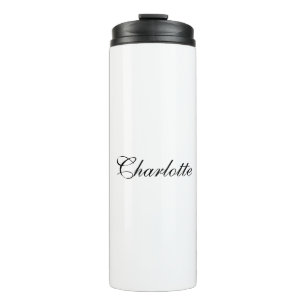 Garrafa Térmica Nome de Adição Profissional Elegante Preto Simples