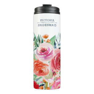 Garrafa Térmica Nome de Bridesmaid Personalizado do Fluxo de Aquar