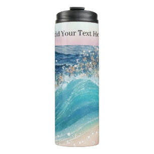 Garrafa Térmica Nome de Fotografia Personalizada Wave do Oceano Br