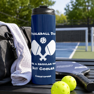 Garrafa Térmica Nome de Pai de Pickleball Engraçado Azul