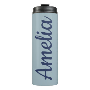 Garrafa Térmica Nome de Roteiro Personalizado Favor de Noiva Azul 