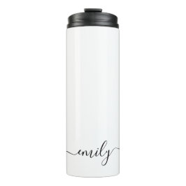 Garrafa Térmica Nome do Monograma do Script Moderno Preto Branco