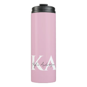 Garrafa Térmica Nome do Monograma Personalizado Cor-de-Rosa Modern