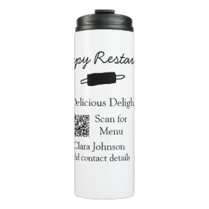 Garrafa Térmica Nome do restaurante digitalizar menu QR adicionar 