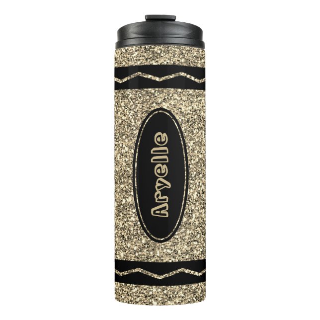 Garrafa Térmica Nome Dourado Glitter Crayon Thermal Tumbler (Frente)