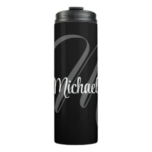 Garrafa Térmica Nome inicial do monograma moderno minimalista