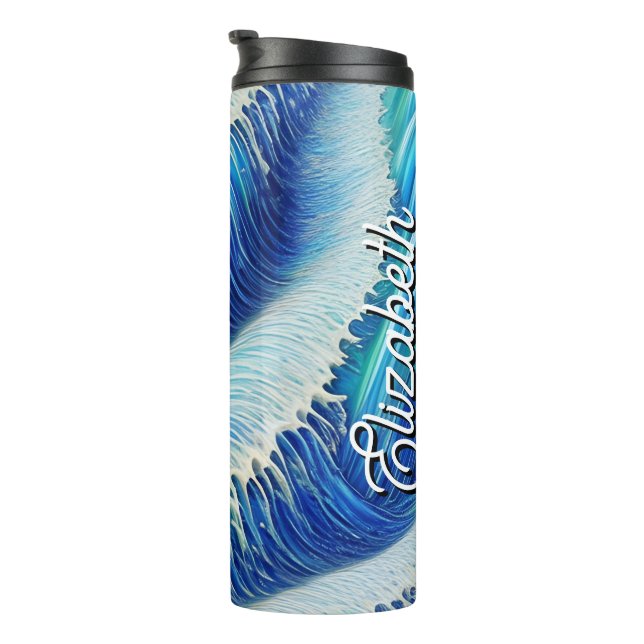 Garrafa Térmica Nome Legal Foamy Abstrato Blue Waves (Rotação à direita)