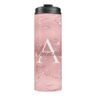 Garrafa Térmica Nome Moderno do Monograma Glitter Girly Monogramas