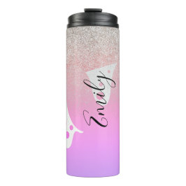 Garrafa Térmica Nome Monograma de Sparkles Coletor Rosa