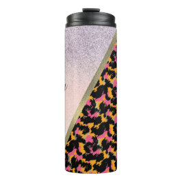 Garrafa Térmica Nome Monograma do Sparkle de Impressão Animal