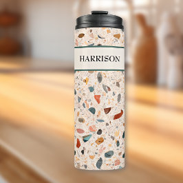Garrafa Térmica Nome, Pequenos Chips Manchados Padrão Terrazzo 16o
