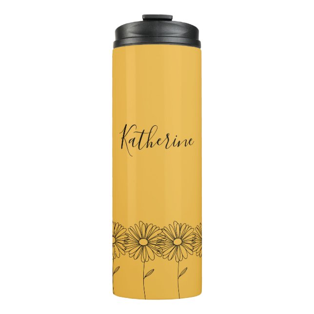 Garrafa Térmica Nome personalizado April daisy Birth Flower (Frente)