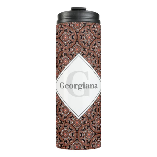 Garrafa Térmica Nome personalizado Art Deco Safari Sunset Boho Man (Frente)