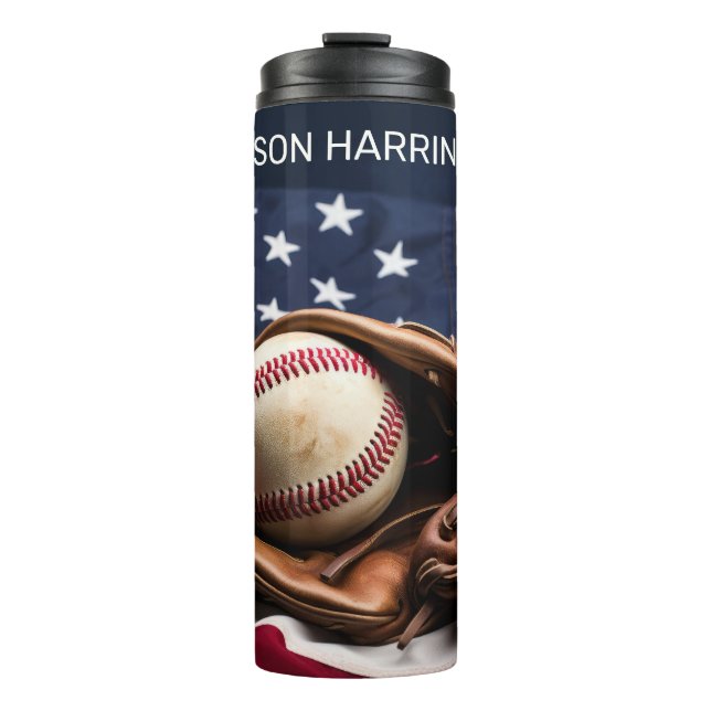 Garrafa Térmica Nome Personalizado Baseball Americano (Frente)