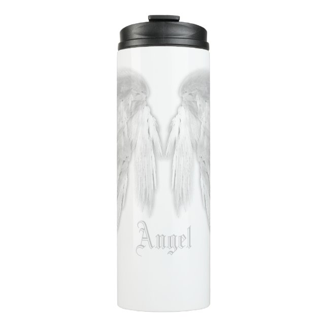 Garrafa Térmica Nome Personalizado Branco do ANGEL WINGS (Frente)