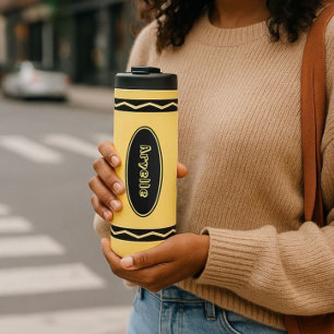 Garrafa Térmica Nome Personalizado - Caneca de viagem Yellow Crayo