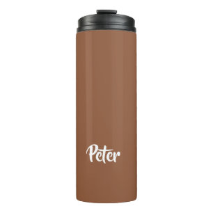 Garrafa Térmica Nome personalizado chocolate castanho