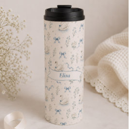 Garrafa Térmica Nome Personalizado Cottagecore Swan Lake Arco Pres