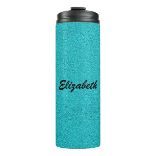 Garrafa Térmica Nome Personalizado da Glitter Azul Personalizado