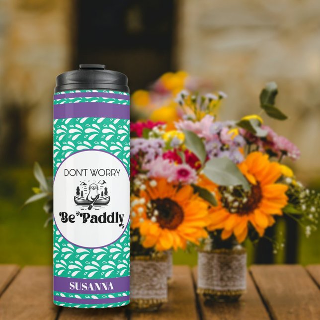 Garrafa Térmica Nome Personalizado da Porta da Canoa do Padrão Ver (Criador carregado)