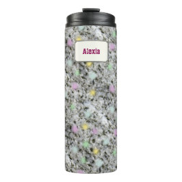 Garrafa Térmica Nome Personalizado da Textura Geológica Pastel Roc