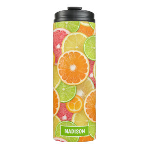 Garrafa Térmica Nome personalizado de Citrus coloridos