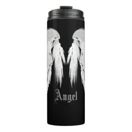 Garrafa Térmica Nome Personalizado do ÂNGEL WINGS Preto
