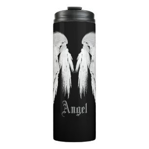 Garrafa Térmica Nome Personalizado do ÂNGEL WINGS Preto