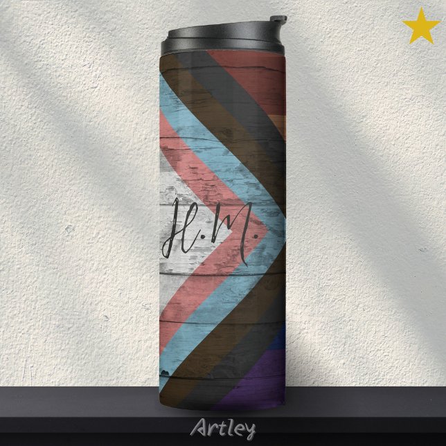 Garrafa Térmica Nome Personalizado do Sinalizador do Orgulho do Pr (Criador carregado)