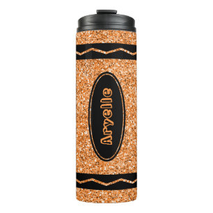 Garrafa Térmica Nome personalizado DrInk Tumbler do Glitter Laranj