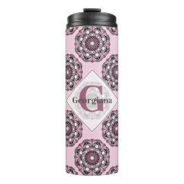 Garrafa Térmica Nome personalizado Dusky Rosa Cherry Blossom Dot M