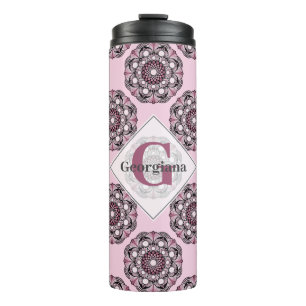 Garrafa Térmica Nome personalizado Dusky Rosa Cherry Blossom Dot M