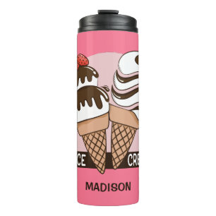 Garrafa Térmica Nome personalizado e Sorvete de cor Tumbler