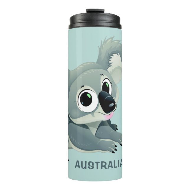 Garrafa Térmica Nome personalizado e tumbler de texto do Koala (Frente)