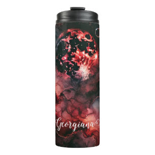 Garrafa Térmica Nome Personalizado Eerie Blood Moon Halloween Tint
