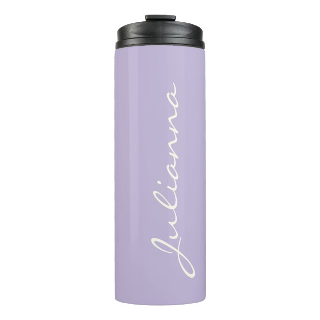 Garrafa Térmica Nome Personalizado em Letra Elegante com Lavanda S (Frente)