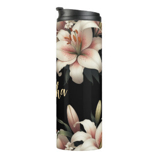 Garrafa Térmica Nome personalizado exclusivo, lírio floral