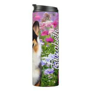 Garrafa Térmica Nome Personalizado Garden Dweller Corgi